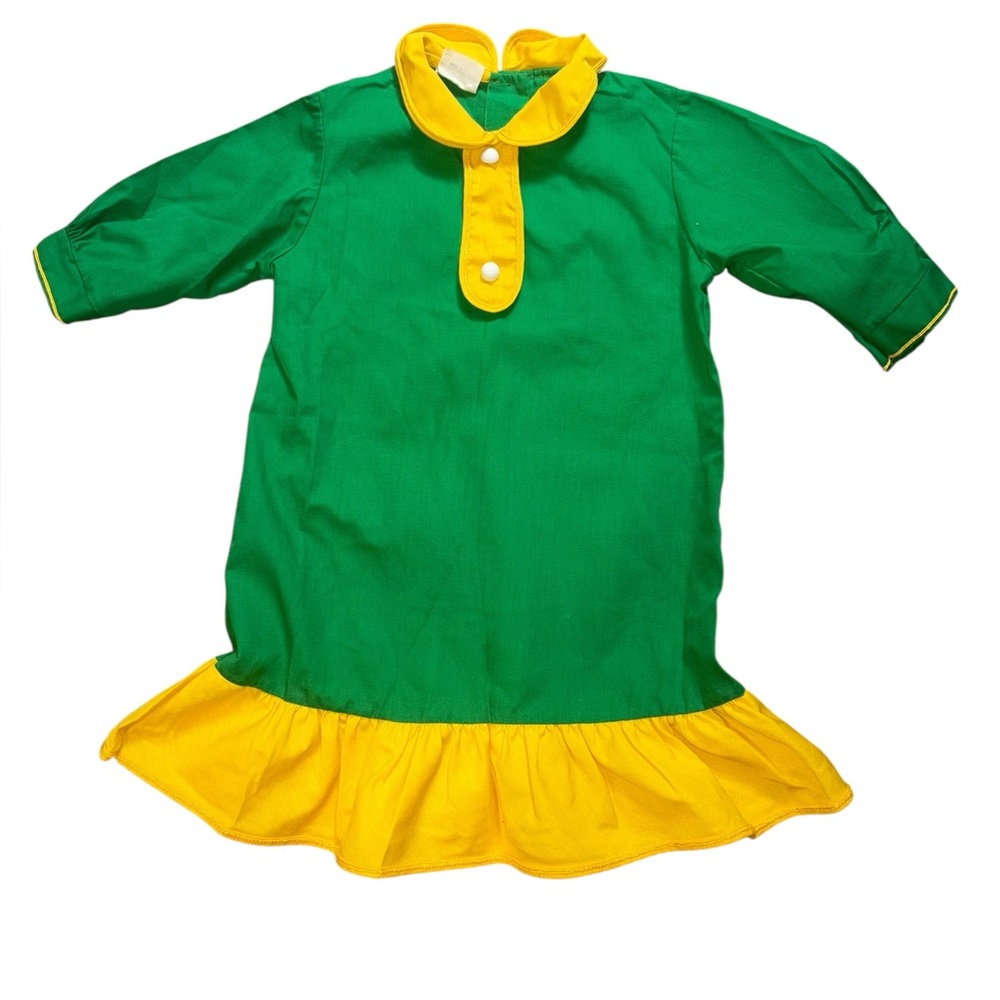 Sweetest 1960s Miss Brent Green Yellow Mod Dress 6x